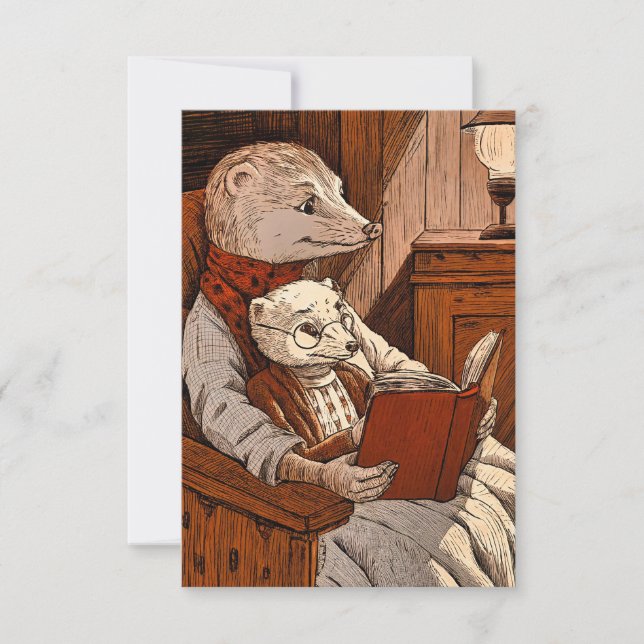 Carte Puces lisant un livre (Devant)