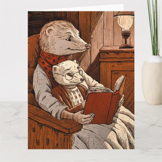 Carte Puces lisant un livre (Devant)