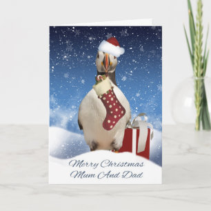 Carte Puffin De Noël De Maman Et Papa Avec Stocker