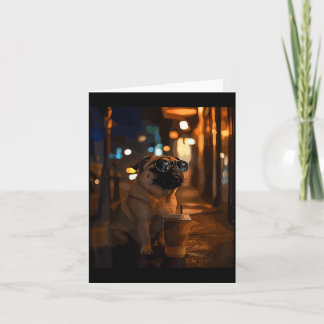 Carte Pug with iced coffee 