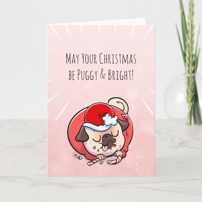 Carte Puggy and Bright Christmas carlin (Devant)