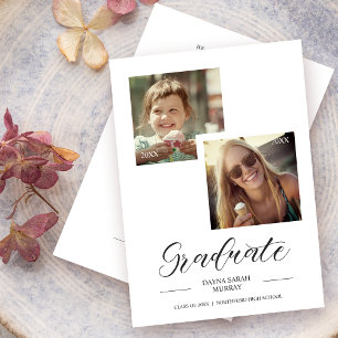 Carte Puis & maintenant Graduation Deux Photos Personnal