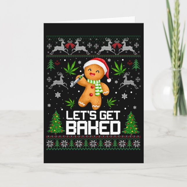 Carte Pull Ugly Noel Herbe Noël Xmas  (Devant)