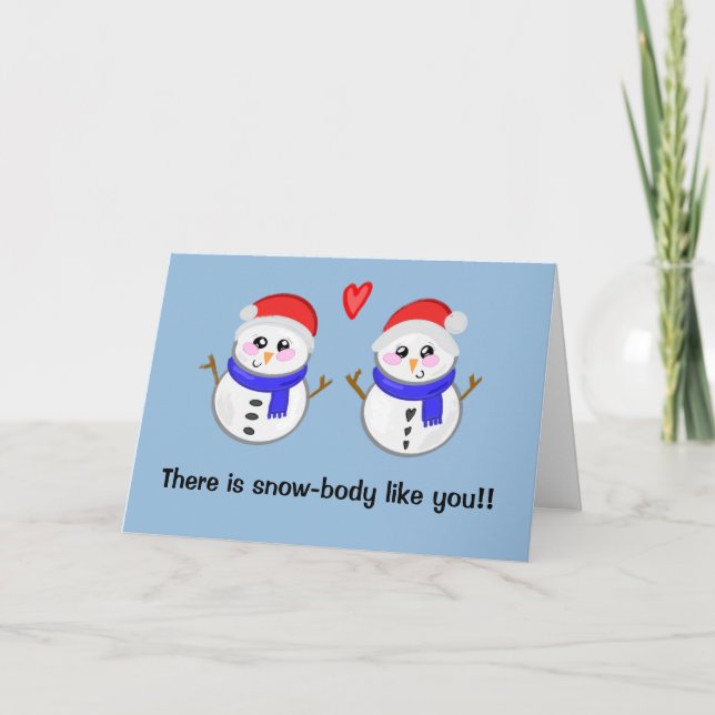 Carte Pun de bonhomme de neige de Noël mignon   (Devant)