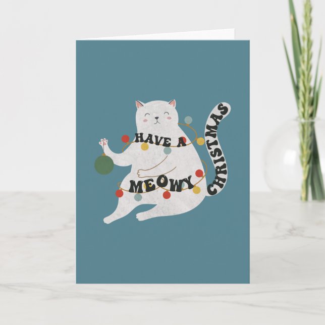 Carte Pun de chat : Joyeux Noël Meowy (Devant)