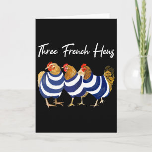 Carte Pun de Noël drôle Trois poules françaises Puns de