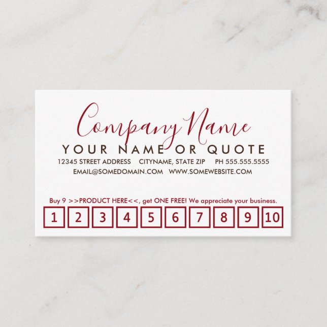 carte punch de fidélité à coups de rouge et de cho (Devant)