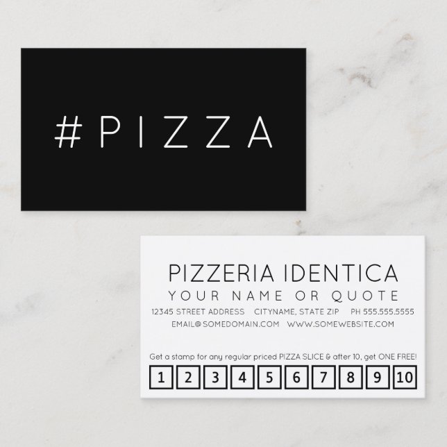 Carte punch #PIZZA hashtag loyalty (Devant / Derrière)