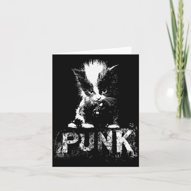 Carte Punk Kitten Cat With Mohawk Nge Gothic Design  (Devant)