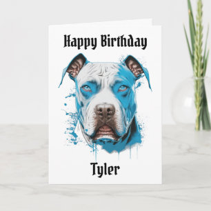 Carte Puns Pitbull personnalisés Joyeux anniversaire