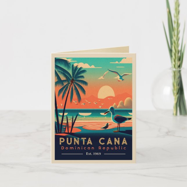 Carte Punta Cana DR Retro Sunset Souvenirs 1960 (Devant)