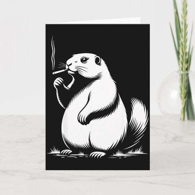 Carte Punxy Phils Smoking Meme Groundhog Day Costume Gen (Devant)