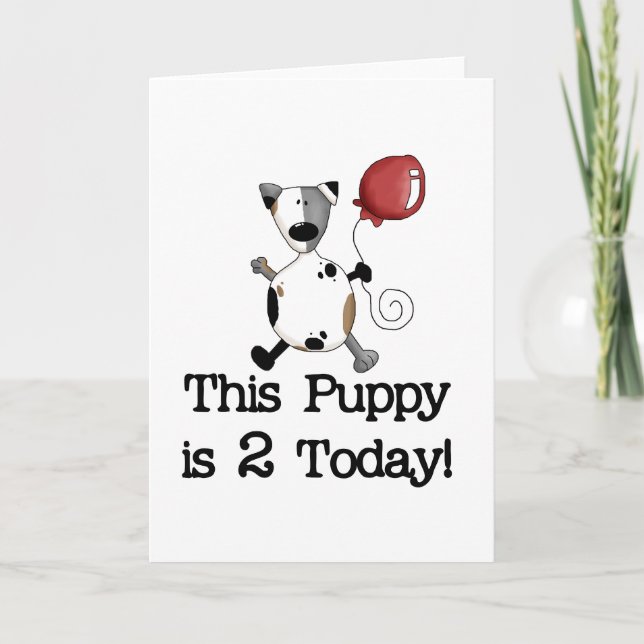 Carte Puppy est 2 Tshirts et cadeaux d'anniversaire (Devant)