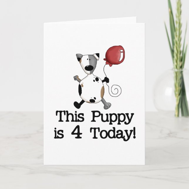 Carte Puppy est 4 Tshirts et cadeaux d'anniversaire (Devant)