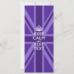 Carte Purple Accent Keep Calm and Your Text Union Jack