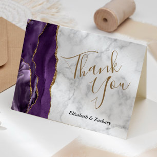 Carte Purple Agate Gold Gray Marble Wedding