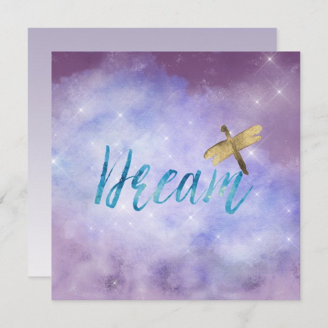 Carte Purple Aqua Dream Dragonfly (Devant / Derrière)