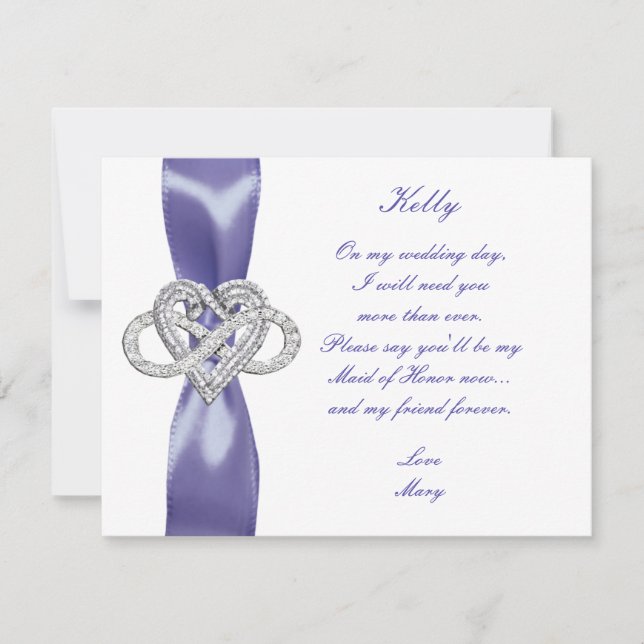 Carte Purple Blue Infinity Coeur Maid Of Honor Card (Devant)