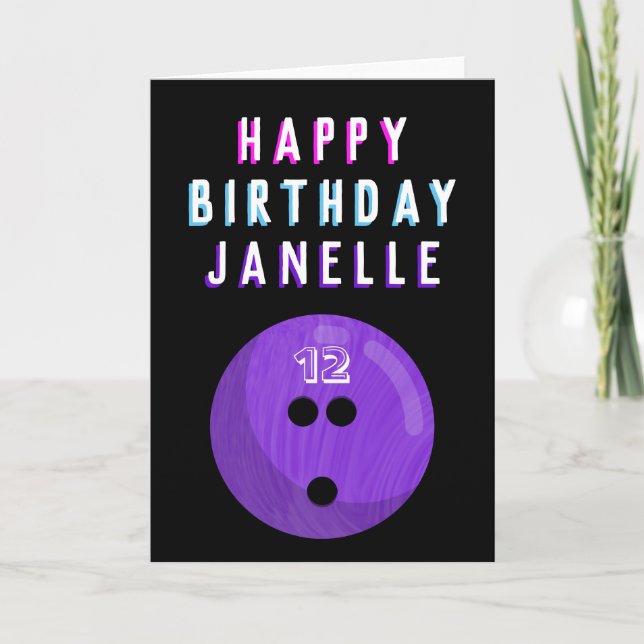 Carte Purple Bowling Ball Enfants de 6 à 16 ans Annivers (Devant)