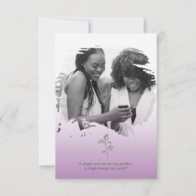 Carte Purple Bridesmaid Proposal with Selfie Brushstroke (Devant)