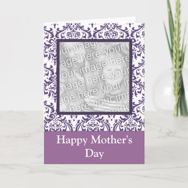 Carte Purple DamaskFête des mères (Devant)