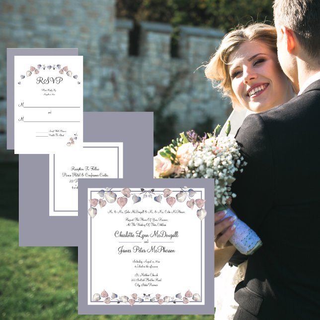 Carte Purple doux, Heather écossaise, Mariage de coeur (Créateur téléchargé)