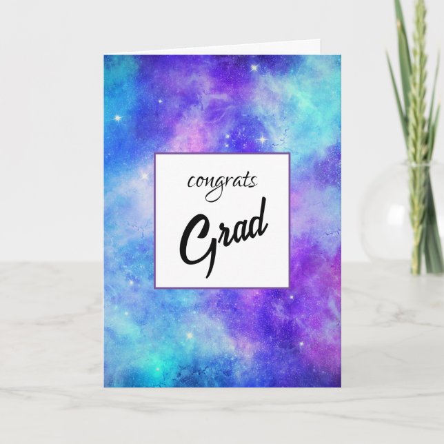 Carte Purple et Blue Galaxy Espace Graduation Abstraite (Devant)