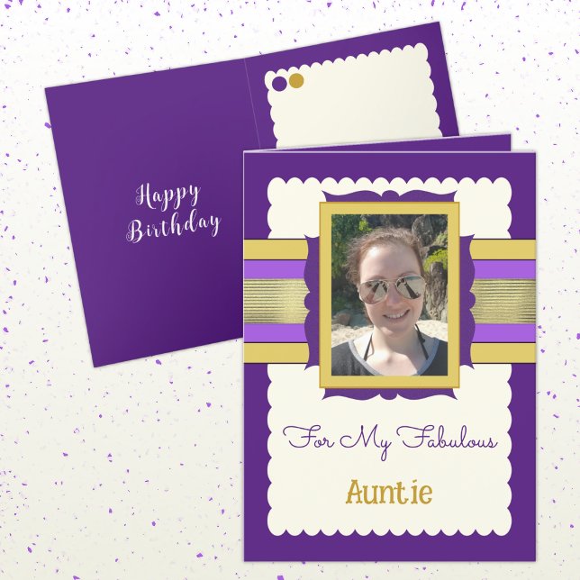 Carte Purple et or ajouter photo tante anniversaire (Créateur téléchargé)
