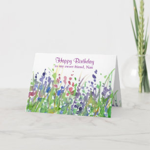 Carte Purple Fleur sauvage Meadow Joyeux Ami d'anniversa