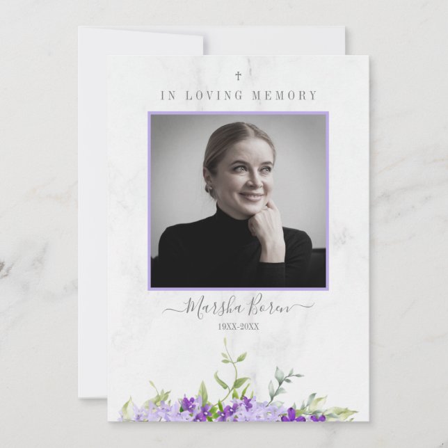 Carte Purple Flowers in Loving Memory for Funeral (Devant)