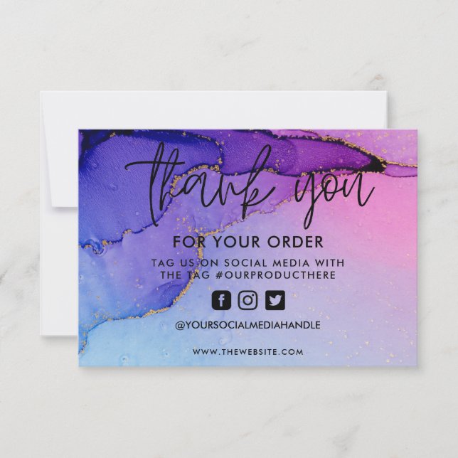 Carte Purple Gold Abstrait Aquarelle Média Insertion (Devant)
