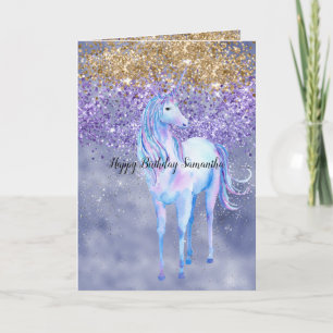Carte Purple Gold Sparkle Unicorn