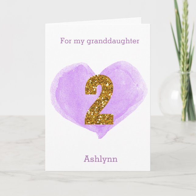 Carte Purple Heart Gold Parties scintillant 2e anniversa (Devant)