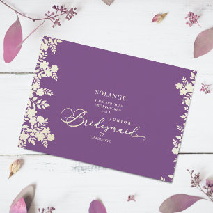 Carte Purple Junior Bridesmaid Proposition Cadre botaniq
