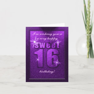 Carte Purple Parties scintillant Sweet 16 Anniversaire C
