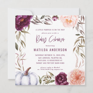 Carte Purple + pêche florale, citrouille baby shower d'a
