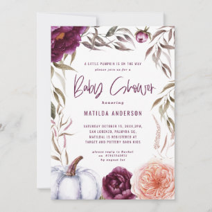 Carte Purple + pêche florale, citrouille baby shower de 