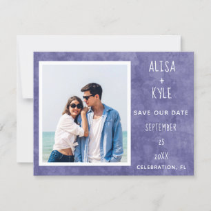 Carte Purple Photo moderne Enregistrer la date