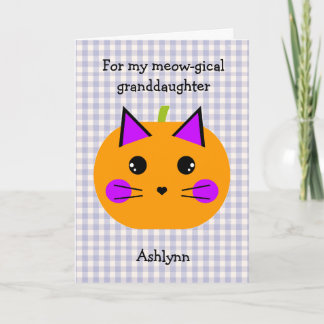 Carte Purple Pumpkin Cat Halloween Maze Granddaughter