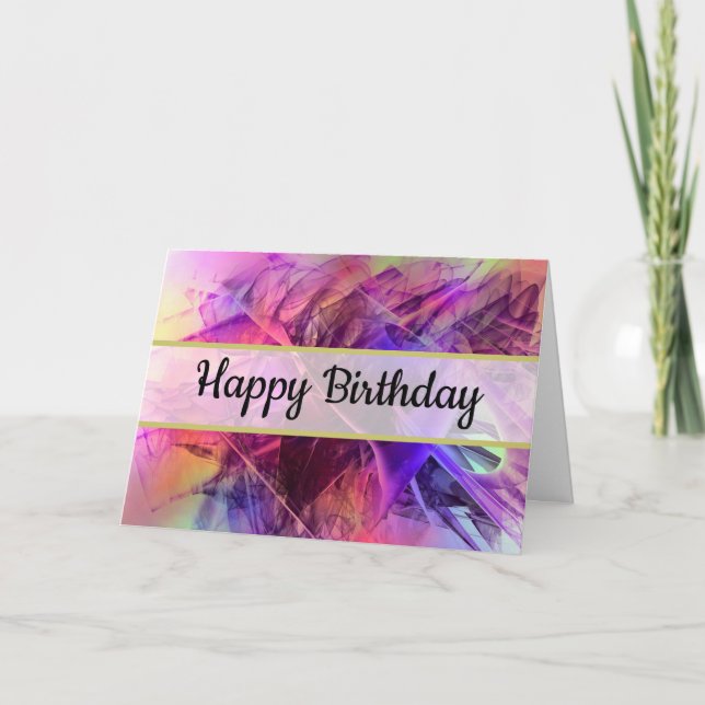 Carte Purple rose moderne Abstrait Joyeux anniversaire (Devant)