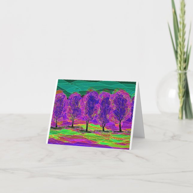 Carte Purple Trees computer drawing card    (Devant)
