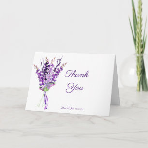 Carte Purple Wedding Watercolor Lavender Thank You
