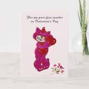 Carte Purr-Fect enseignant peint à la main Chat Saint-Va