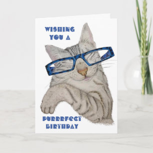 Carte Purrfffday Cute Cat in Specs