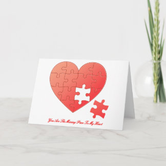 Carte Puzzle Coeur avec pièce et citation