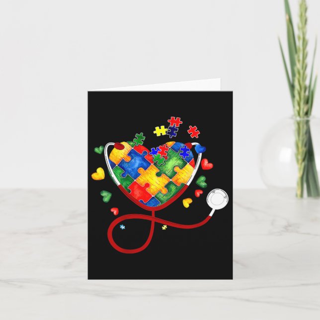 Carte Puzzle du coeur Stethoscope Er Rn Cna Infirmière A (Devant)