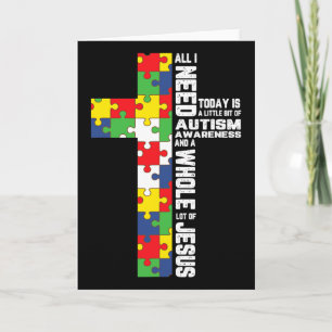 Carte Puzzle Jésus Croix de sensibilisation à l'autisme