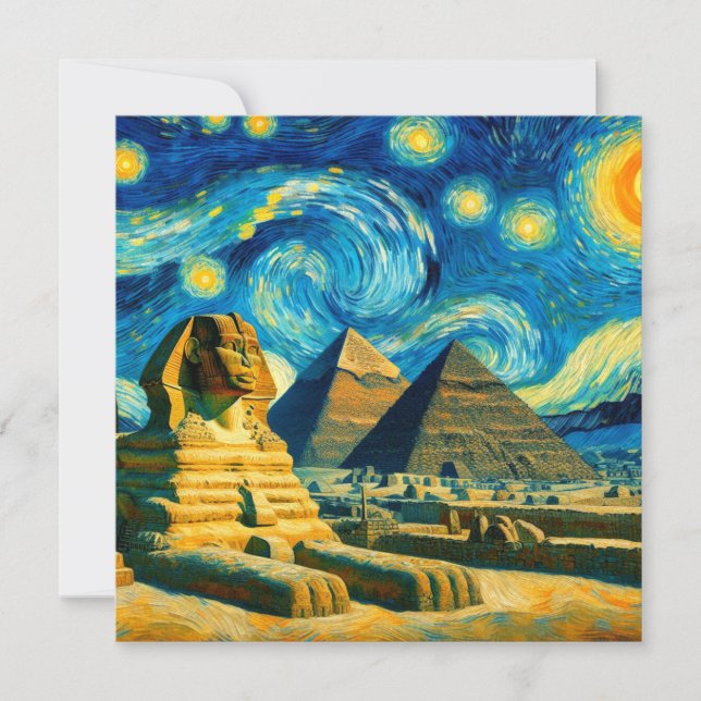 Carte Pyramides nocturnes étoilées Sphinx Egypte (Devant)