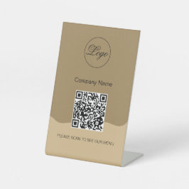 Carte QR Code Café noir Menu Logo Panneau moderne 