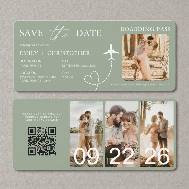 Carte QR Code Destination Wedding Boarding Pass  (Créateur téléchargé)